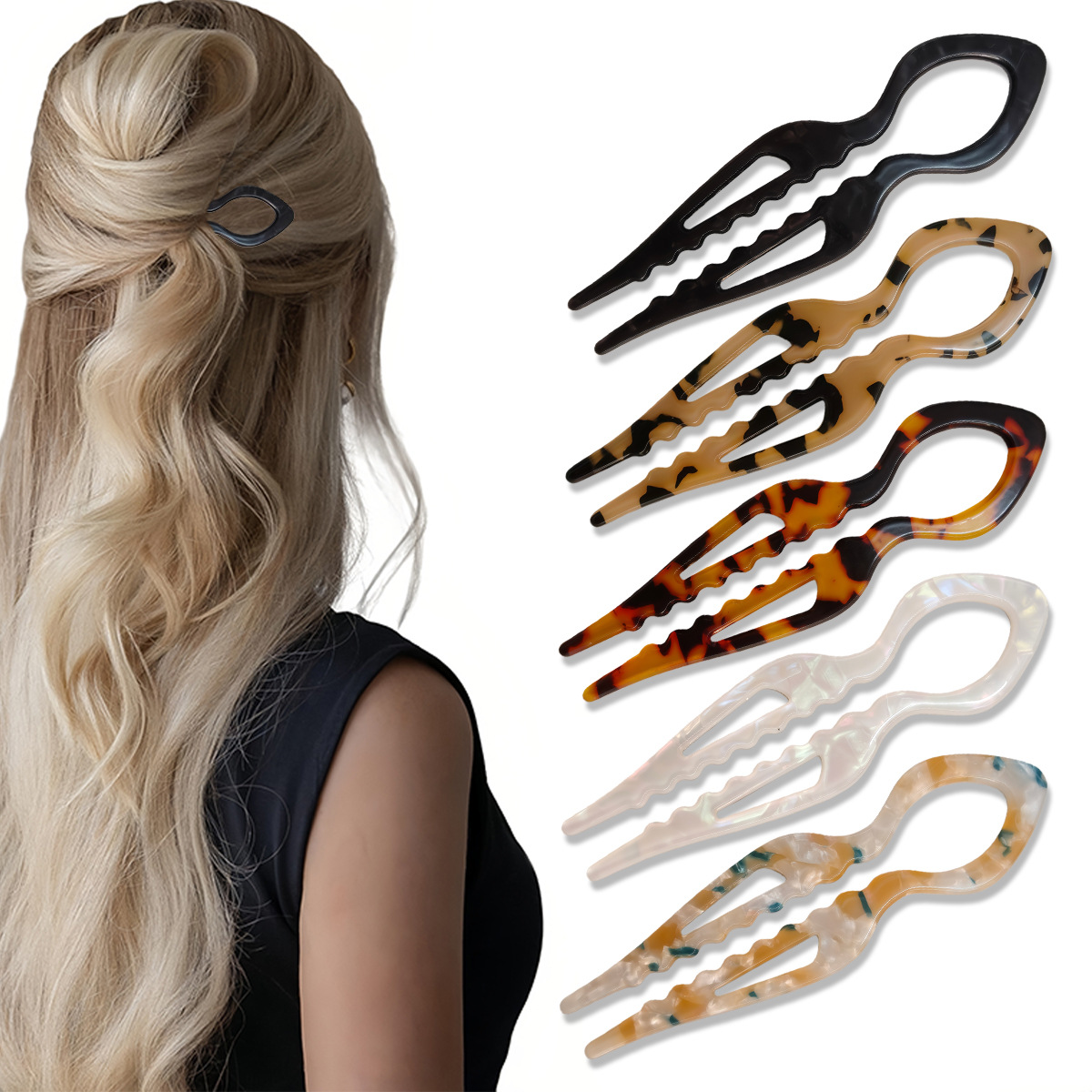 Hair Bundles - U Şeklinde Saç Tokaları Kaplumbağa Kabuğu