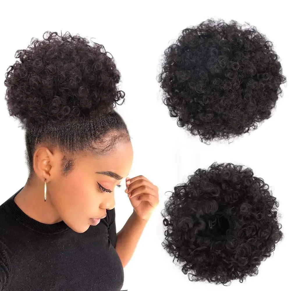 Drawstring Afro Curly Puff Ponytail - Siyah kadınlar için Afro puf İpli