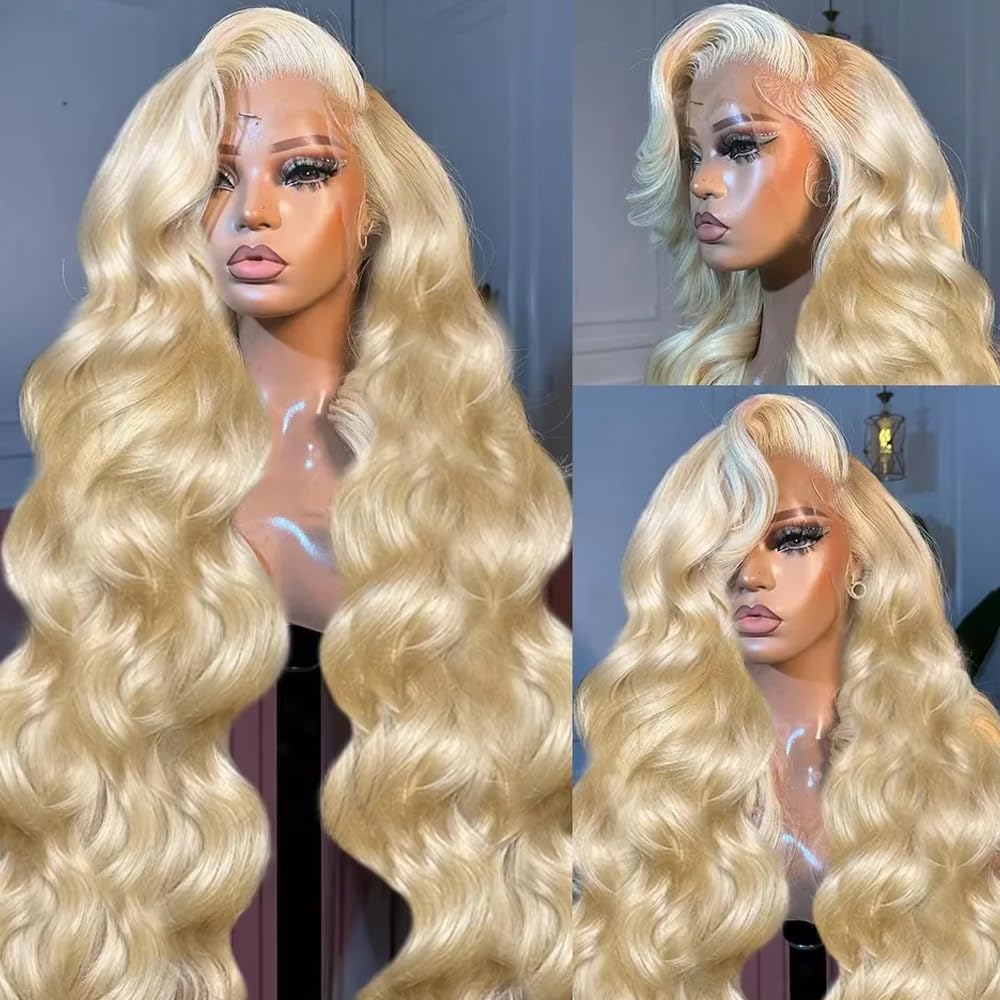 613 Blonde Body Wave Lace Front Wig - # 613 İnsan Saçından Yapılmış Peruk,