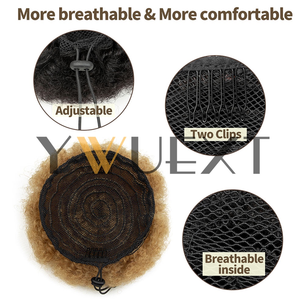 YWUEXT Bal Altın Afro Kinky Pu - Drawstring Afro Curly Puff Ponytail incelemesi ve fiyatı
