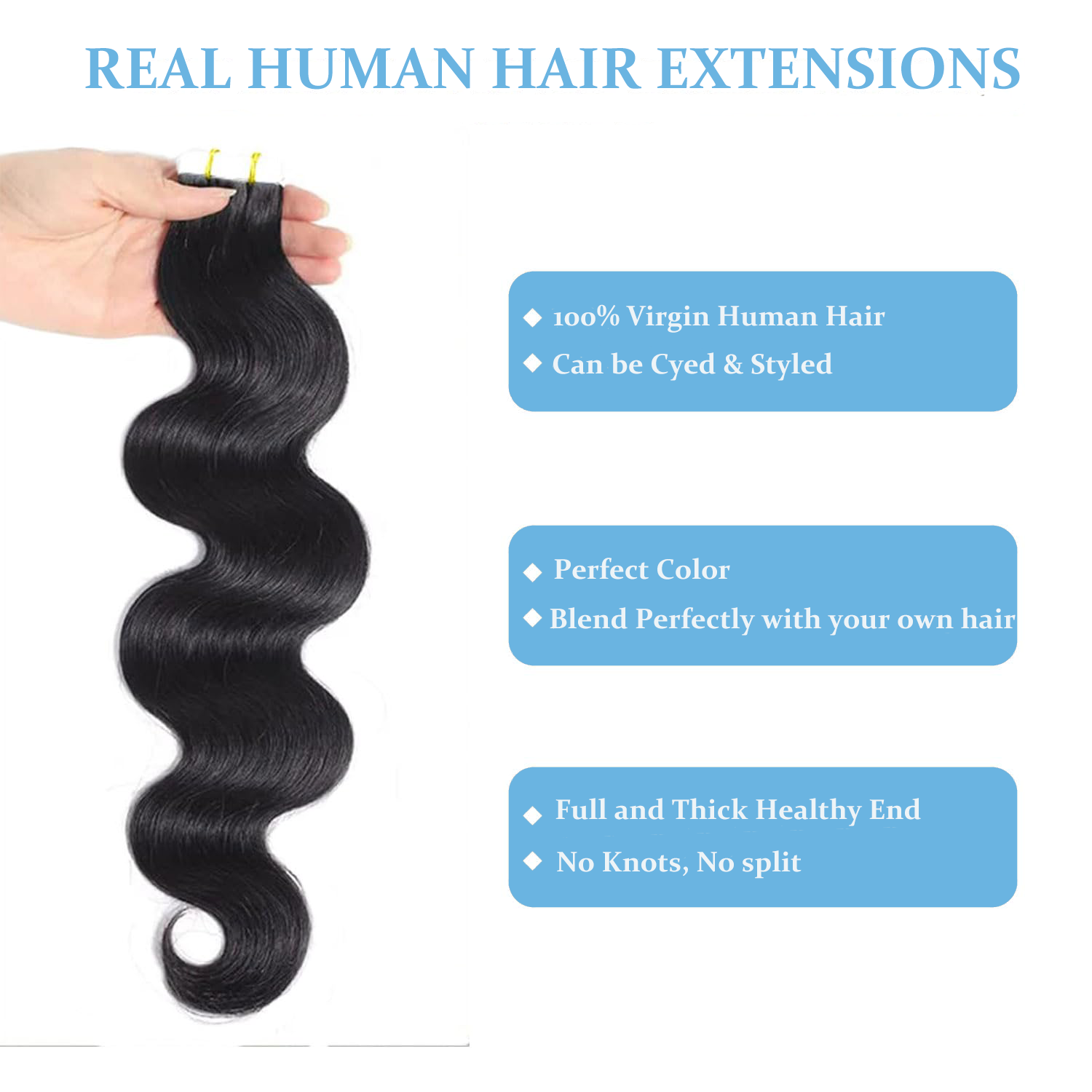 Vücut Dalgası Görünmez Bantlı  - Invisible Tape In Extensions Real Hair incelemesi ve fiyatı